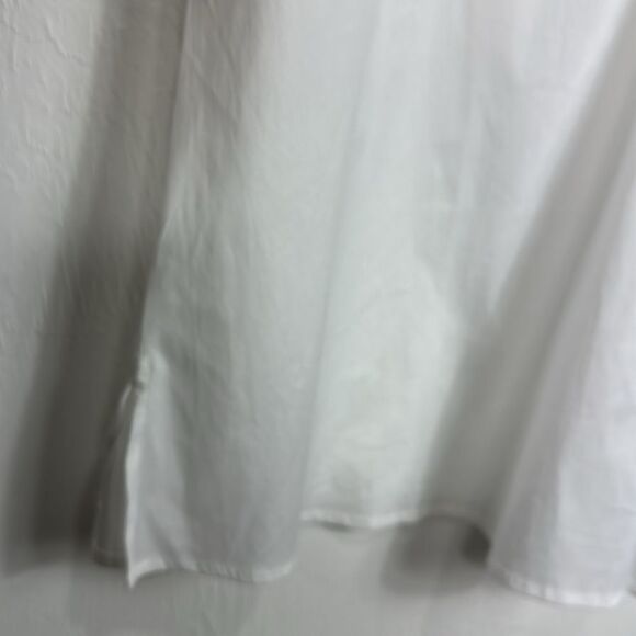 Chico's White Solid Trapeze Poplin Short Sleeve Blouse Top Size L - Picture 3 of 8